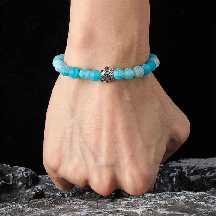 Buddha Stones Bransoletka z koralików Blue Crackle Agate Turtle Calm - image 4