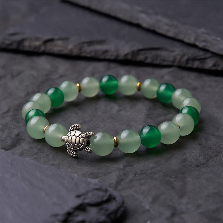Buddha Stones Bransoletka z koralików Success z naturalnego zielonego agatu i zielonego awenturynu - image 3