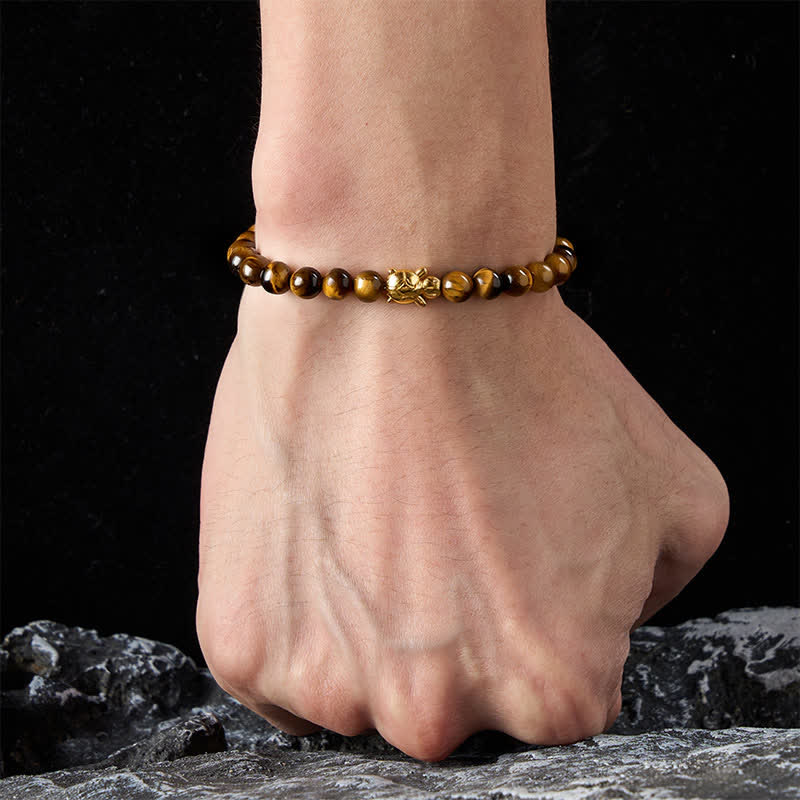 Buddha Stones Bransoletka z naturalnych koralików Courage Beads z tygrysim okiem i akcesoriami do żółwia - image 4