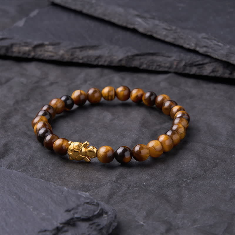 Buddha Stones Bransoletka z naturalnych koralików Courage Beads z tygrysim okiem i akcesoriami do żółwia - image 2