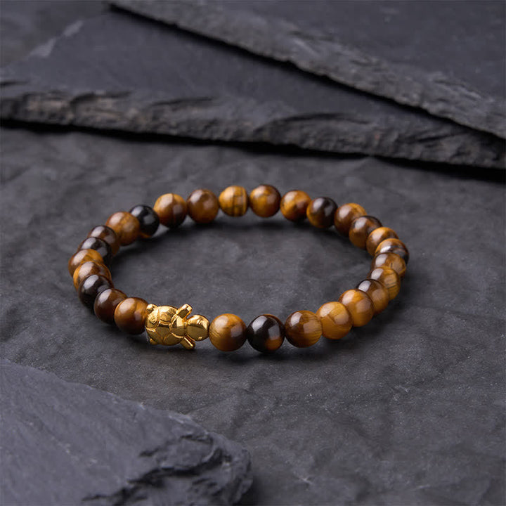 Buddha Stones Bransoletka z naturalnych koralików Courage Beads z tygrysim okiem i akcesoriami do żółwia - image 2