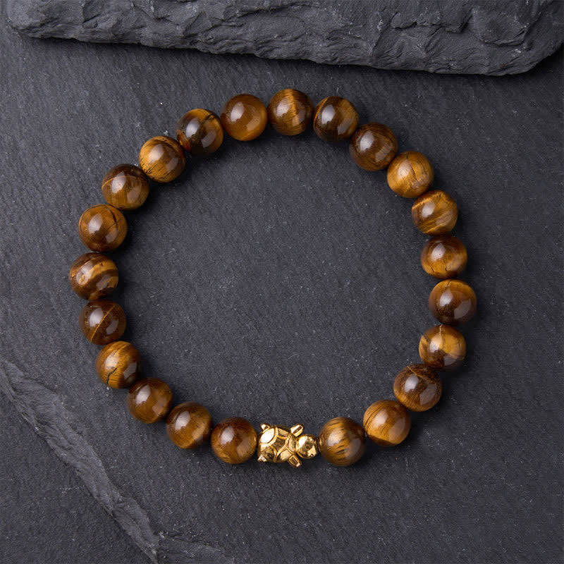 Buddha Stones Bransoletka z naturalnych koralików Courage Beads z tygrysim okiem i akcesoriami do żółwia - image 10