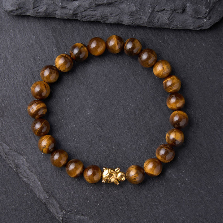 Buddha Stones Bransoletka z naturalnych koralików Courage Beads z tygrysim okiem i akcesoriami do żółwia - image 10