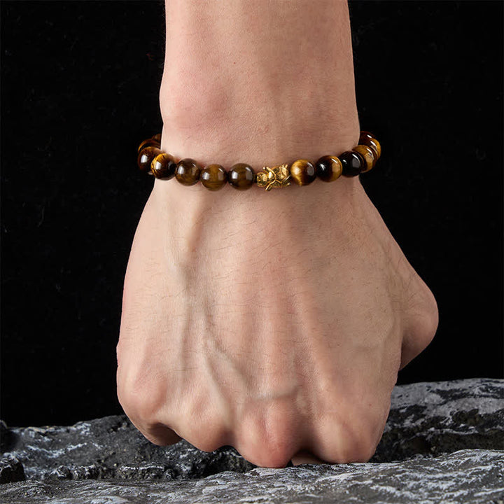 Buddha Stones Bransoletka z naturalnych koralików Courage Beads z tygrysim okiem i akcesoriami do żółwia - image 13