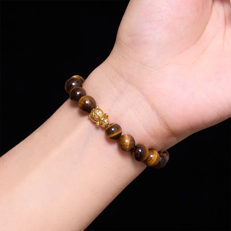 Buddha Stones Bransoletka z naturalnych koralików Courage Beads z tygrysim okiem i akcesoriami do żółwia - image 14