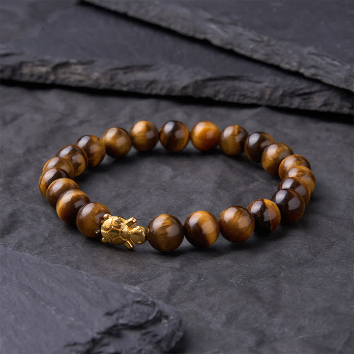 Buddha Stones Bransoletka z naturalnych koralików Courage Beads z tygrysim okiem i akcesoriami do żółwia - image 11