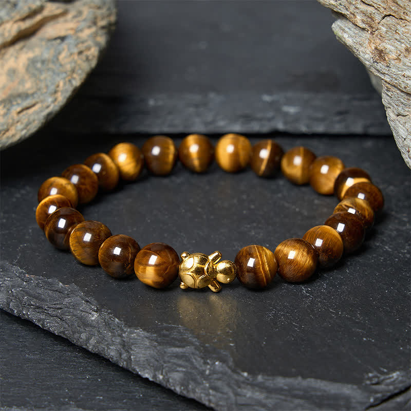 Buddha Stones Bransoletka z naturalnych koralików Courage Beads z tygrysim okiem i akcesoriami do żółwia - 8 mm tygrysie oko (obwód nadgarstka: 5,9–6,3 cala/15–16 cm) - image 9