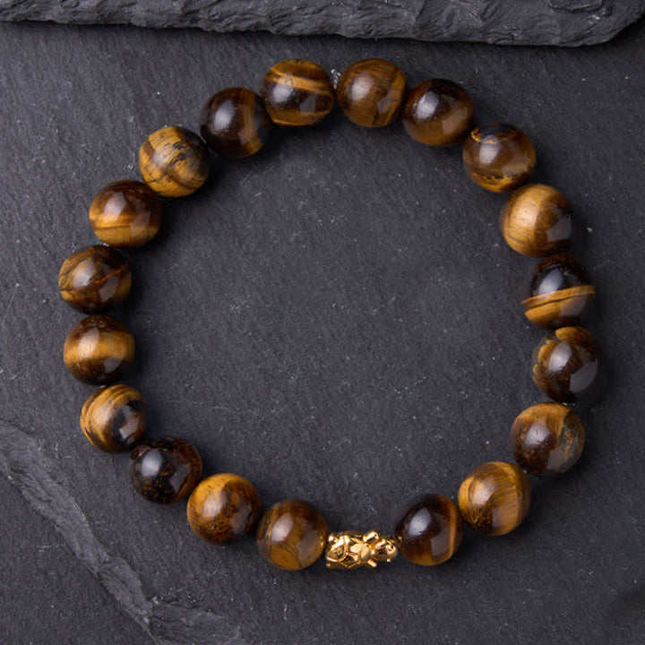 Buddha Stones Bransoletka z naturalnych koralików Courage Beads z tygrysim okiem i akcesoriami do żółwia - image 16