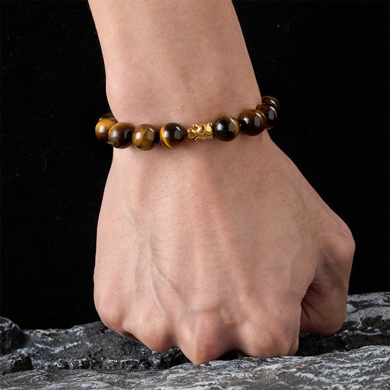 Buddha Stones Bransoletka z naturalnych koralików Courage Beads z tygrysim okiem i akcesoriami do żółwia - image 19