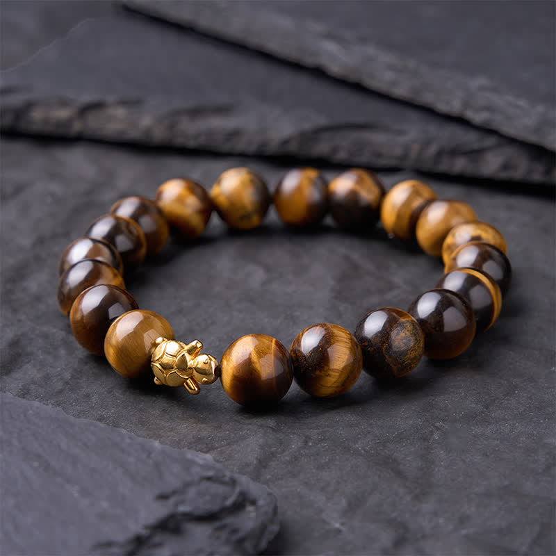 Buddha Stones Bransoletka z naturalnych koralików Courage Beads z tygrysim okiem i akcesoriami do żółwia - image 17