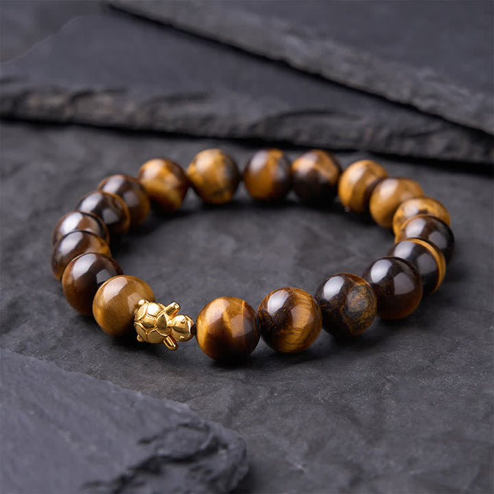 Buddha Stones Bransoletka z naturalnych koralików Courage Beads z tygrysim okiem i akcesoriami do żółwia - image 17