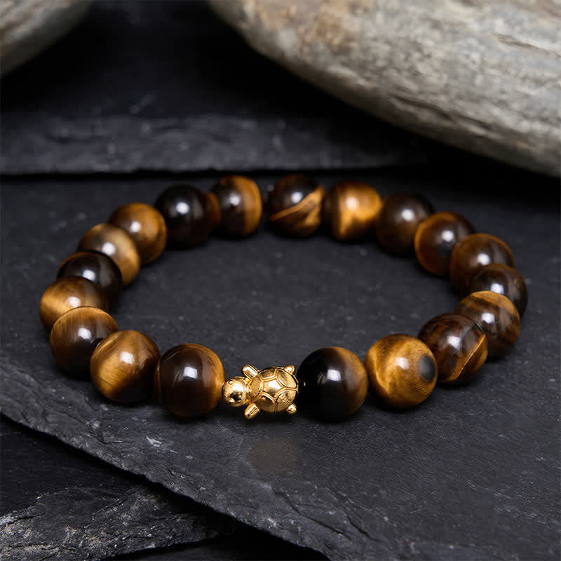 Buddha Stones Bransoletka z naturalnych koralików Courage Beads z tygrysim okiem i akcesoriami do żółwia - 10 mm tygrysie oko (obwód nadgarstka: 6,3–6,7 cala/16–17 cm) - image 15