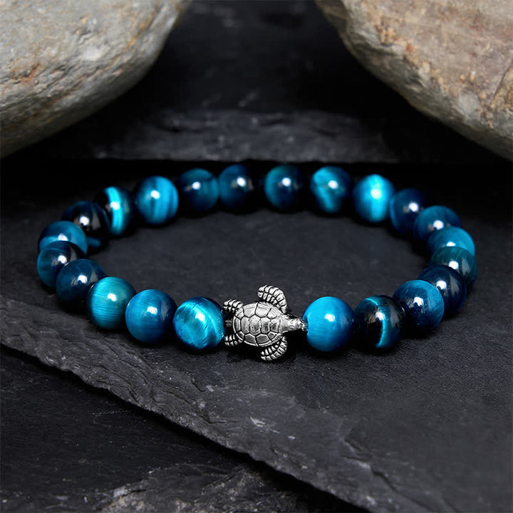 Buddha Stones Bransoletka z niebieskim tygrysim okiem i miedzianym żółwiem - 8 mm niebieskie tygrysie oko (obwód nadgarstka: 5,9–6,3 cala/15–16 cm) - image 9