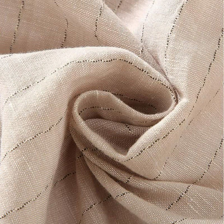 Buddha Stones Koszule męskie z długim rękawem i kieszeniami, wiosenno-letnie, w stylu Tang, z kołnierzykiem stójkowym i lnianymi paskami - image 7