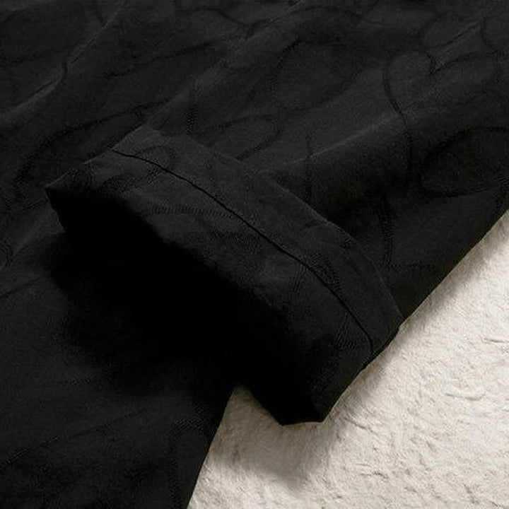 Buddha Stones Koszule męskie z długim rękawem, wiosenno-letnie, minimalistyczne i swobodne, z grubej bawełny, ściągane sznurkiem - image 4