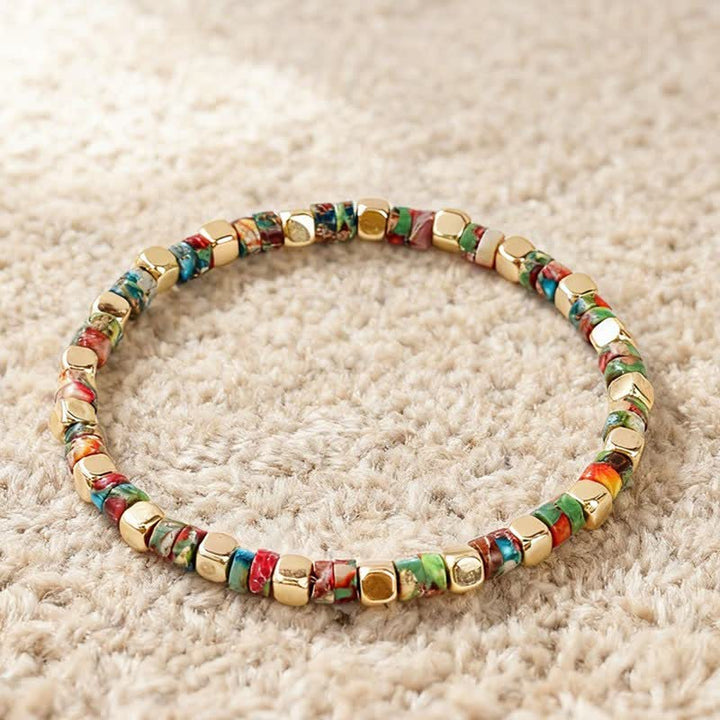 Buddha Stones Bransoletka wzmacniająca z naturalnych koralików w kształcie beczki z jaspisu Blue Spot Green Aventurine - Kamień Cesarza (Moc ♥ Autorytet) - image 10