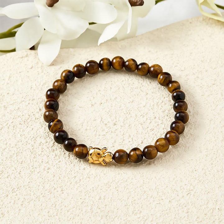 Buddha Stones Bransoletka z naturalnych koralików Courage Beads z tygrysim okiem i akcesoriami do żółwia - image 3