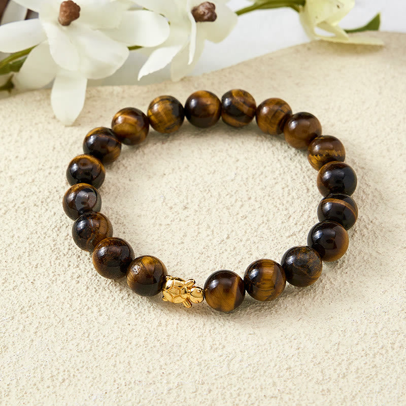 Buddha Stones Bransoletka z naturalnych koralików Courage Beads z tygrysim okiem i akcesoriami do żółwia - image 18