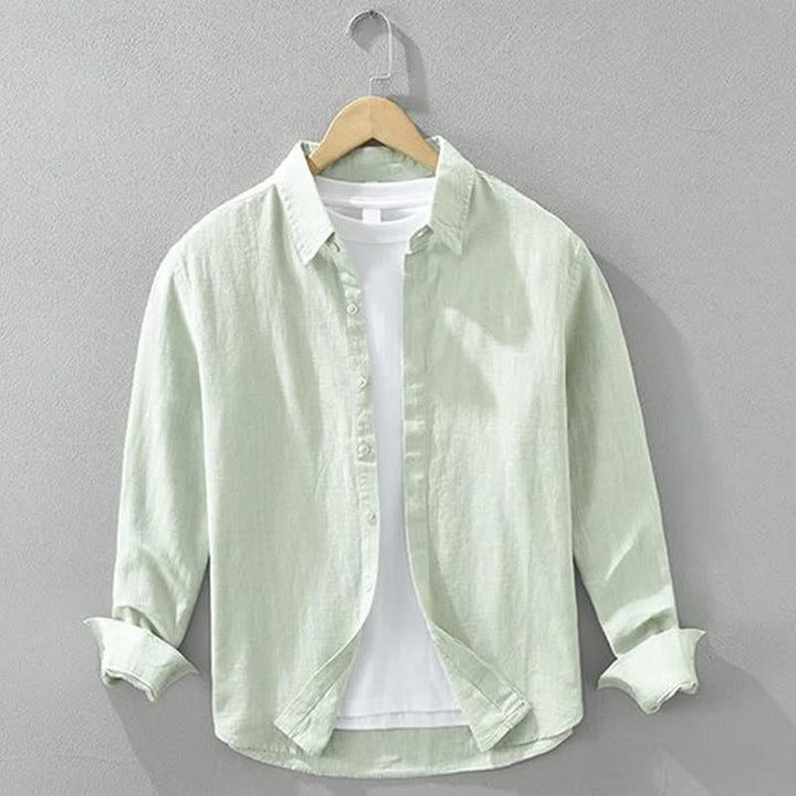 Buddha Stones Koszule męskie z długim rękawem, wiosenno-jesienne, minimalistyczne, zapinane na guziki, z solidnej ramii - MintCream - US/UK/AU42， EU52 (3XL) - image 9