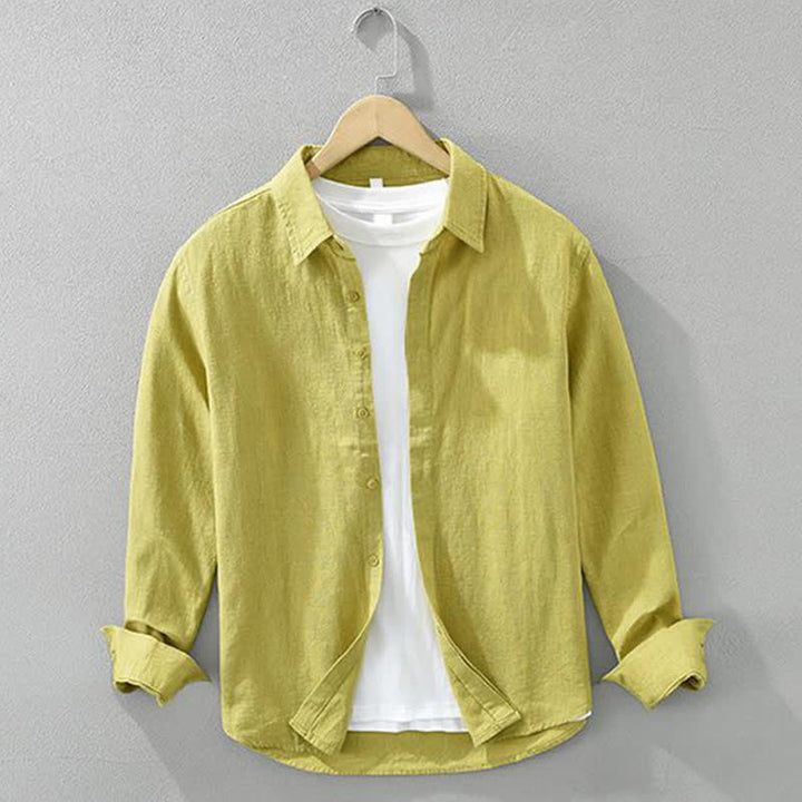 Buddha Stones Koszule męskie z długim rękawem, wiosenno-jesienne, minimalistyczne, zapinane na guziki, z solidnej ramii - Khaki - US/UK/AU42， EU52 (3XL) - image 12