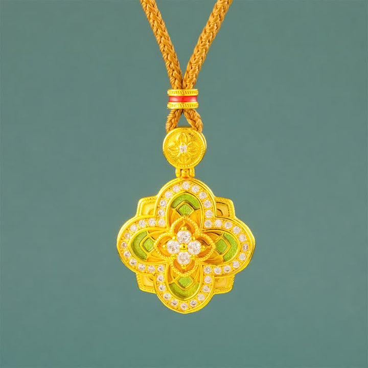 Buddha Stones Naszyjnik z kompasem Ruyi z begonii i miedzi pokrytej złotem - Begonia Golden Rope - image 0