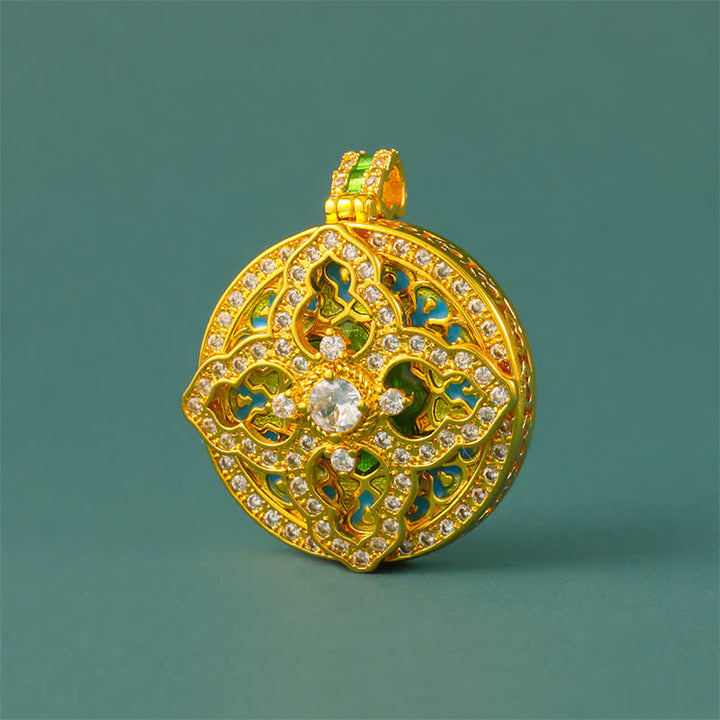 Buddha Stones Naszyjnik z okrągłym wisiorkiem z tykwy i mosiądzu powlekanego złotem - image 9