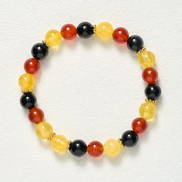 Buddha Stones Bransoletka z koralików z cytrynu, czerwonego agatu i czarnego obsydianu - image 9