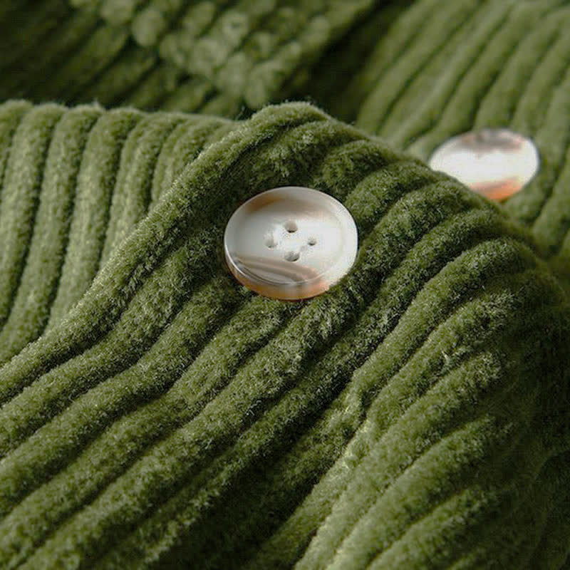 Buddha Stones Jesienno-zimowa kurtka męska w stylu vintage, zapinana na guziki, z solidnej bawełny, sztruksowa, z kieszeniami - image 11