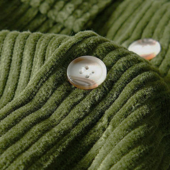 Buddha Stones Jesienno-zimowa kurtka męska w stylu vintage, zapinana na guziki, z solidnej bawełny, sztruksowa, z kieszeniami - image 11