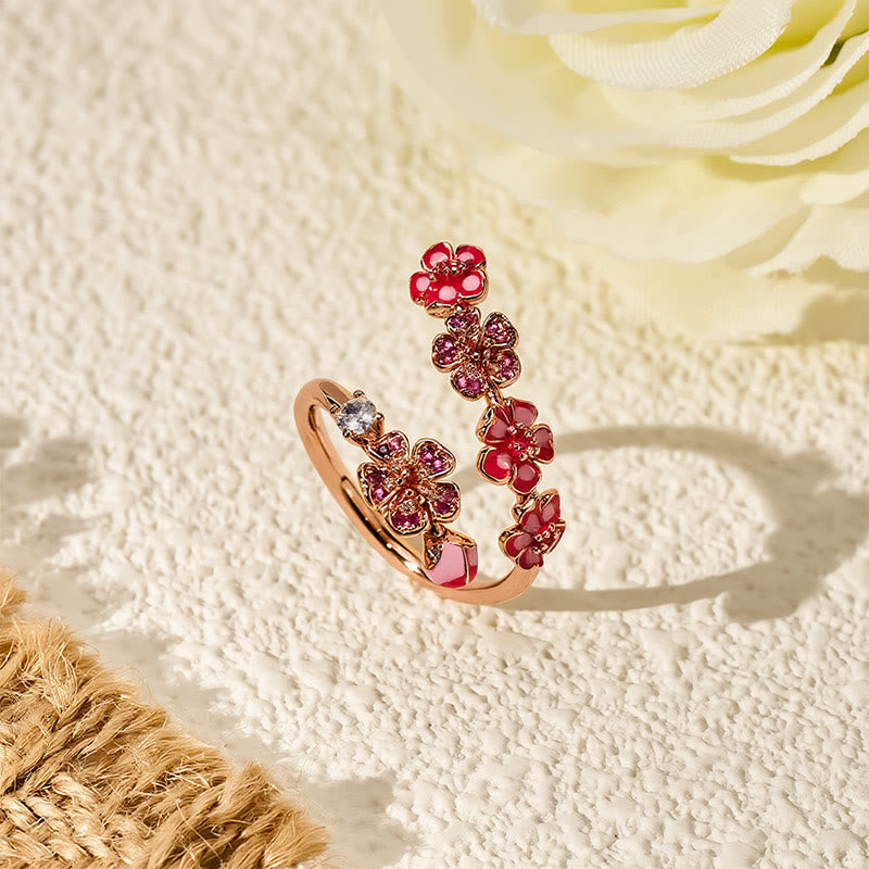 Buddha Stones Miedziany pierścionek Peach Blossom Balance Open - image 3