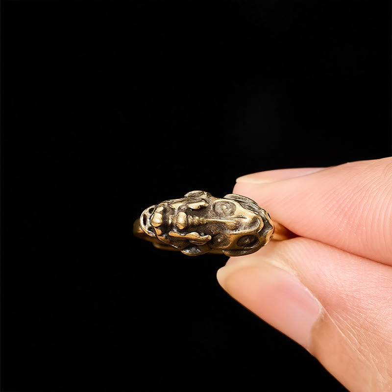 Buddha Stones Mosiężny pierścień z napisem "Wealth" i "Auspicioisness" - image 4