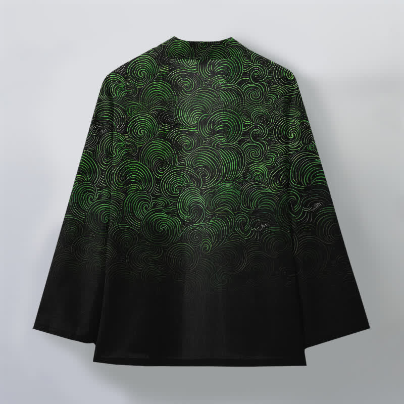 Buddha Stones Męskie kimono z bawełny z gradientowym wzorem i otwartym przodem - image 2