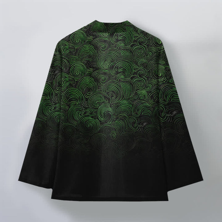 Buddha Stones Męskie kimono z bawełny z gradientowym wzorem i otwartym przodem - image 2
