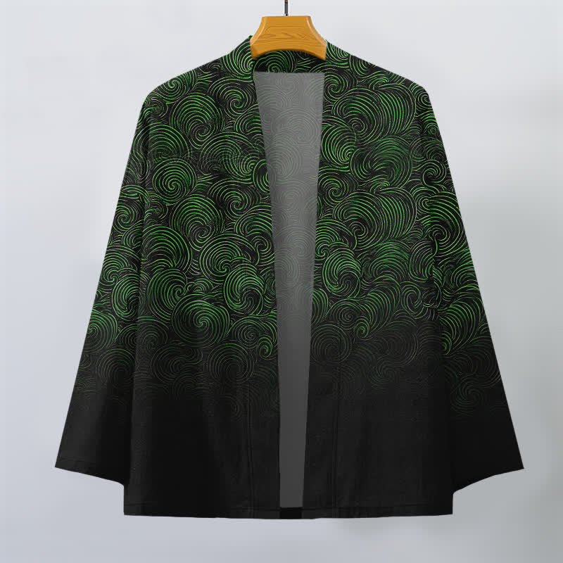 Buddha Stones Męskie kimono z bawełny z gradientowym wzorem i otwartym przodem - image 1