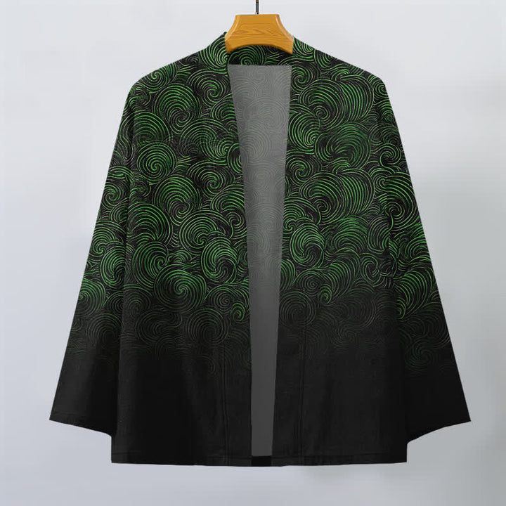 Buddha Stones Męskie kimono z bawełny z gradientowym wzorem i otwartym przodem - image 1