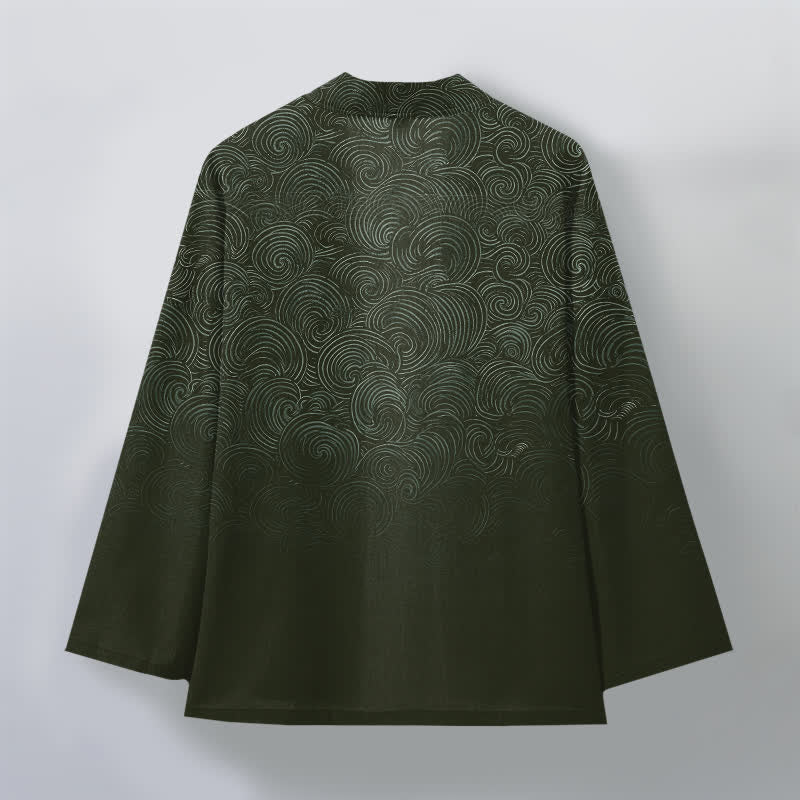 Buddha Stones Męskie kimono z bawełny z gradientowym wzorem i otwartym przodem - image 8