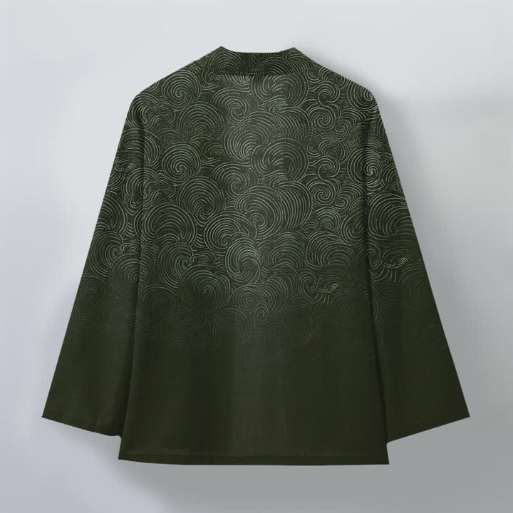 Buddha Stones Męskie kimono z bawełny z gradientowym wzorem i otwartym przodem - image 8