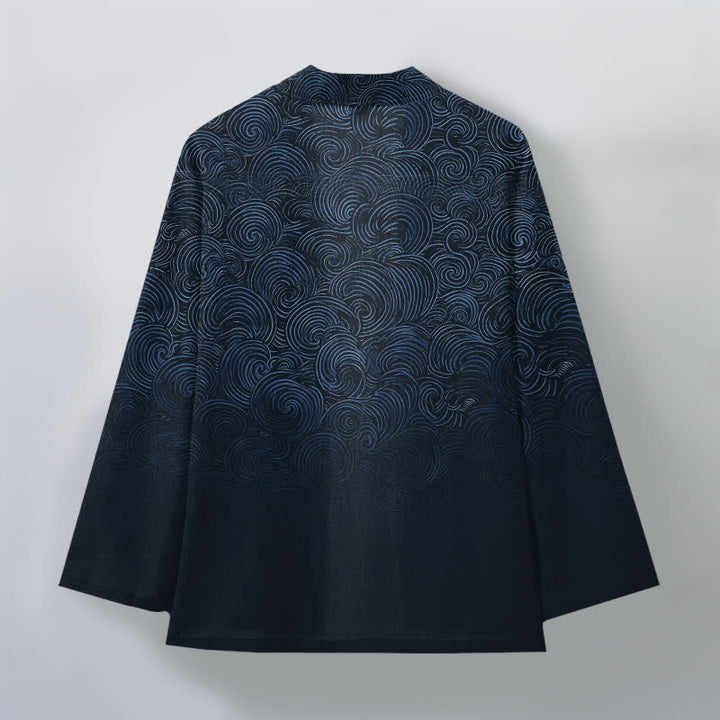 Buddha Stones Męskie kimono z bawełny z gradientowym wzorem i otwartym przodem - image 11