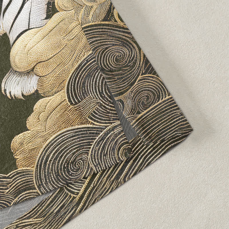 Buddha Stones Bawełniane kimono męskie z odkrytym przodem i wzorem w białe tygrysy i sosny - image 4
