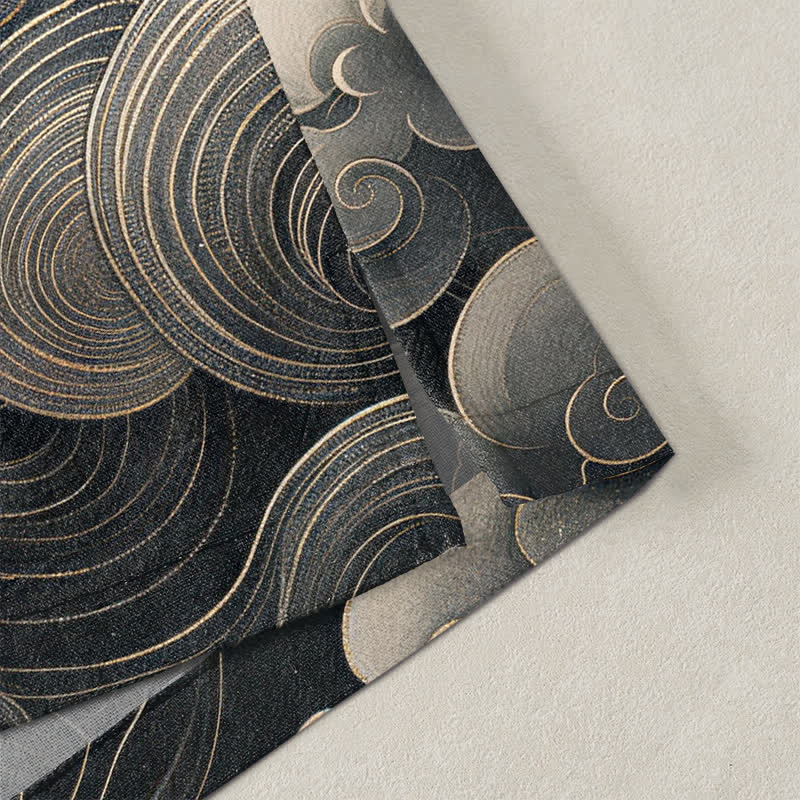 Buddha Stones Bawełniane kimono męskie z odkrytym przodem i wzorem smoka i chmury morskiej - image 4