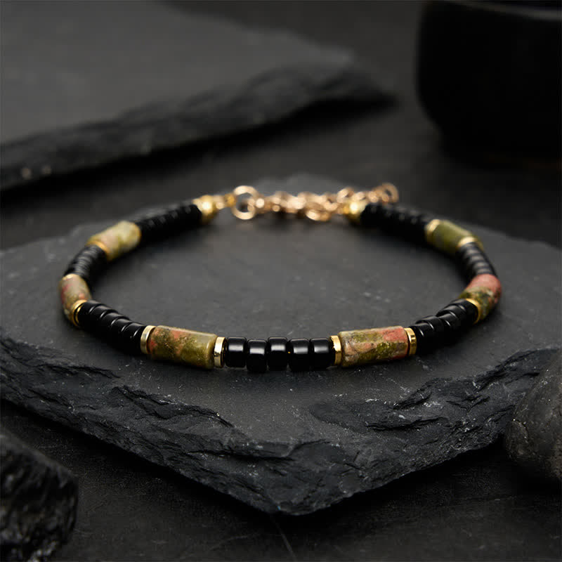 Buddha Stones Bransoletka Vintage Unakite Hematyt Balance Copper Accent - image 1