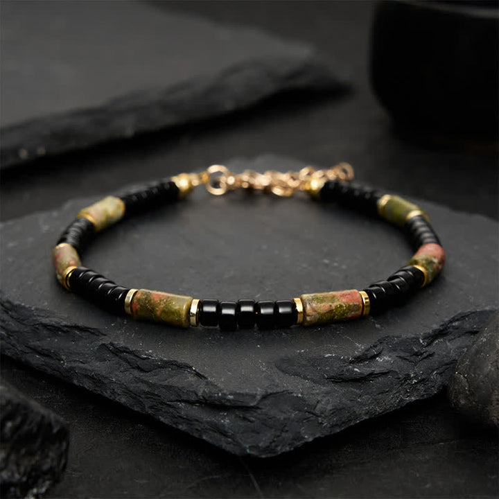 Buddha Stones Bransoletka Vintage Unakite Hematyt Balance Copper Accent - image 1