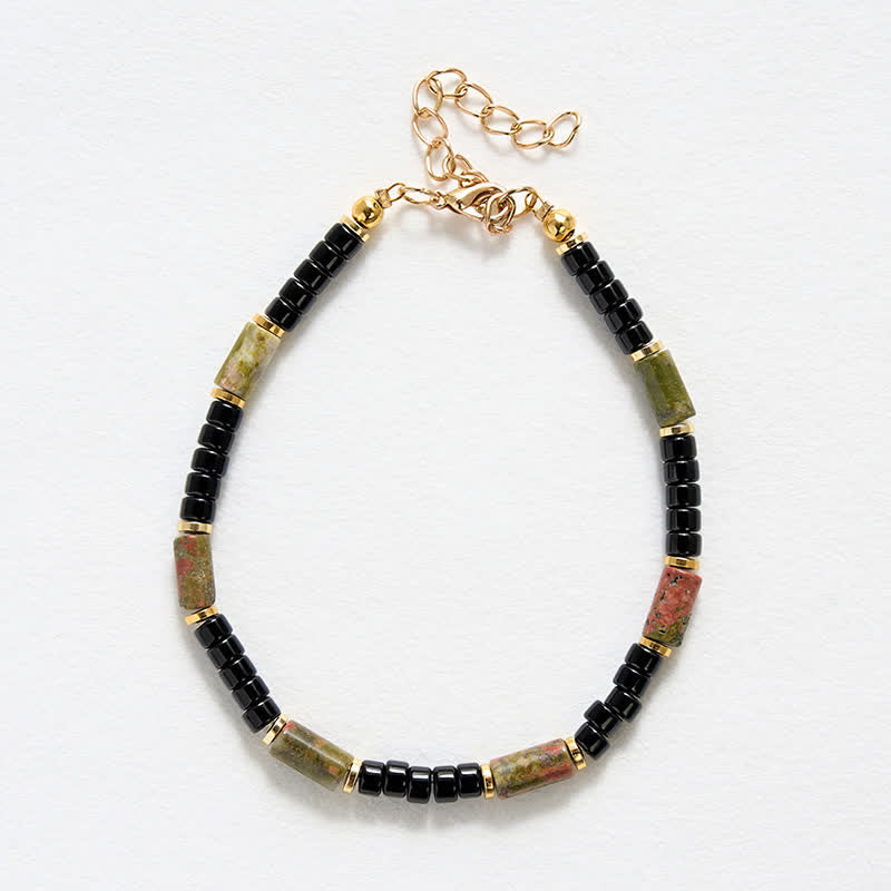 Buddha Stones Bransoletka Vintage Unakite Hematyt Balance Copper Accent - image 4