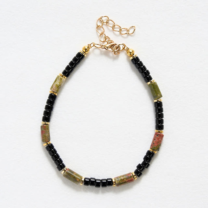 Buddha Stones Bransoletka Vintage Unakite Hematyt Balance Copper Accent - image 4