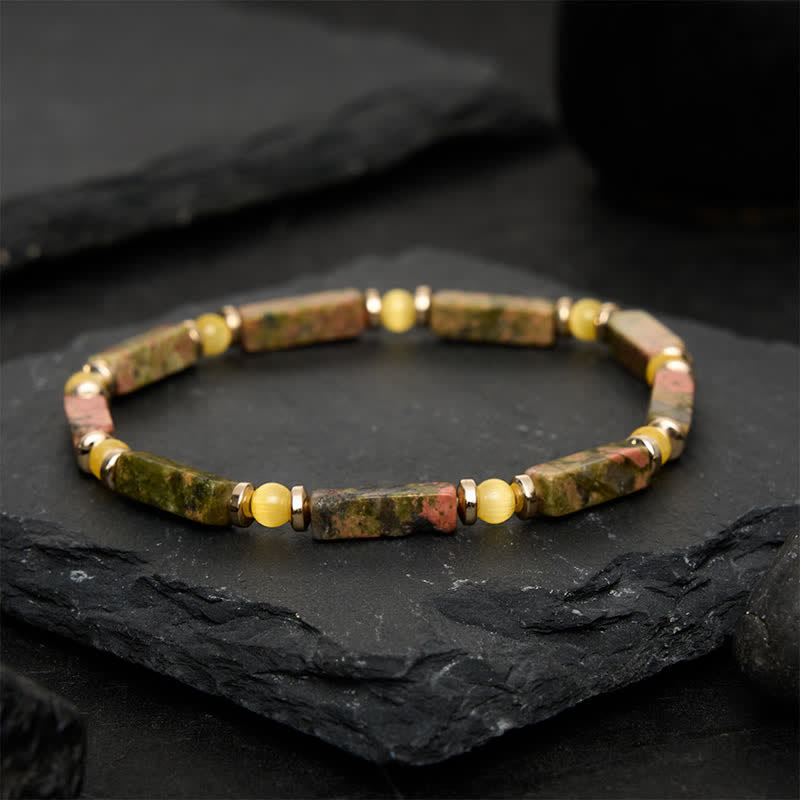 Buddha Stones Bransoletka z koralików Unakite Balance Rectangle Stretch - image 1