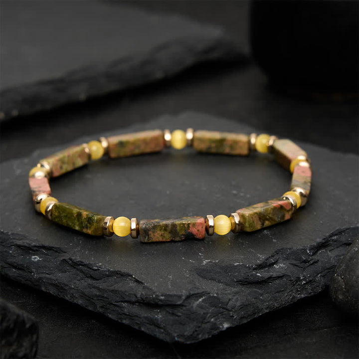 Buddha Stones Bransoletka z koralików Unakite Balance Rectangle Stretch - image 1