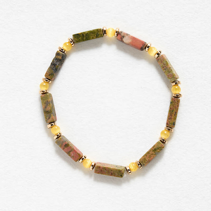 Buddha Stones Bransoletka z koralików Unakite Balance Rectangle Stretch - image 4