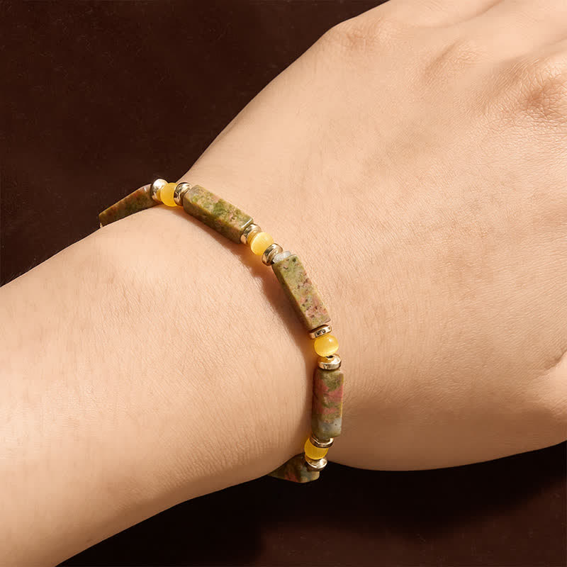 Buddha Stones Bransoletka z koralików Unakite Balance Rectangle Stretch - image 3