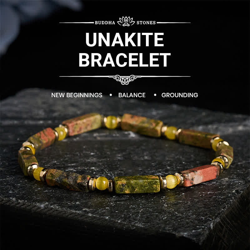 Buddha Stones Bransoletka z koralików Unakite Balance Rectangle Stretch - Unakit (obwód nadgarstka: 16–17 cm) - image 0
