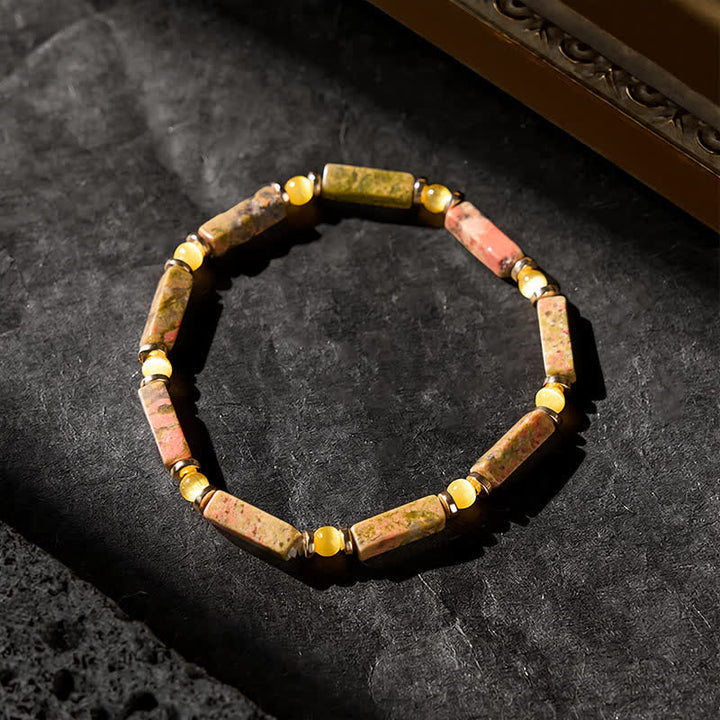 Buddha Stones Bransoletka z koralików Unakite Balance Rectangle Stretch - image 2